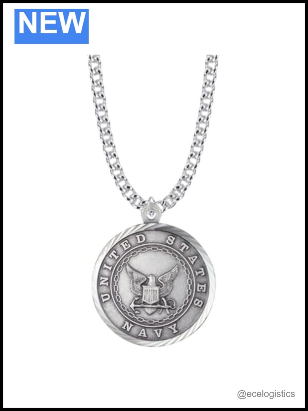 Sterling Silver Christ Cross Service Medal Pendant Necklace 24"